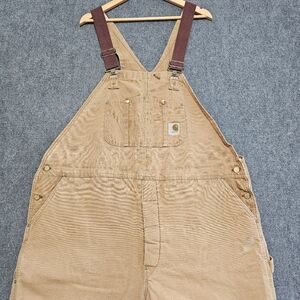 Vintage 1970s Carhartt Bibs Overalls Double Knee Duck Canvas Quilted Liner 50x32